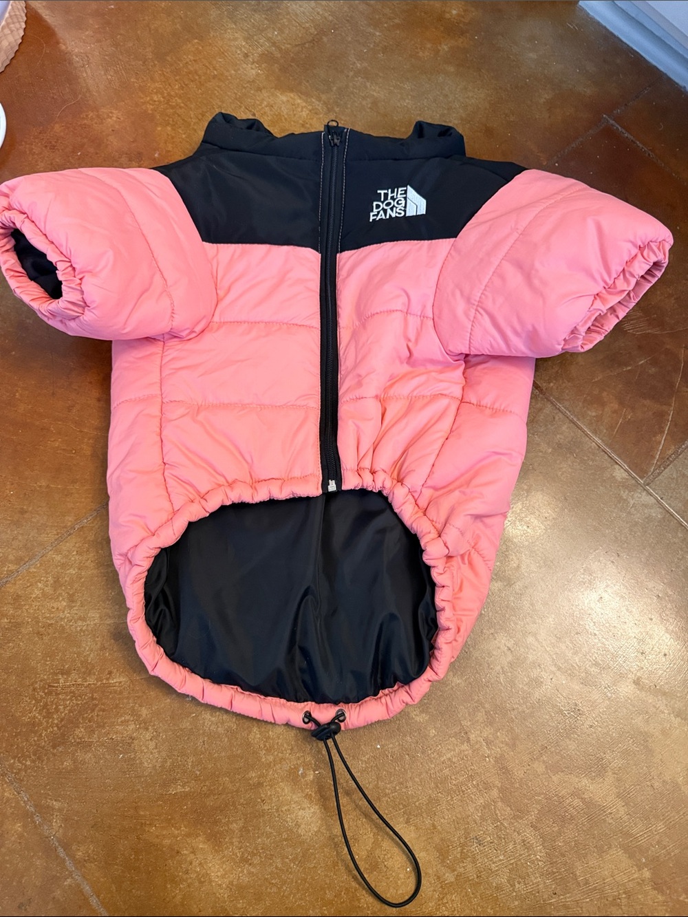 Pink and Black Dog Jacket with Drawcord Hem